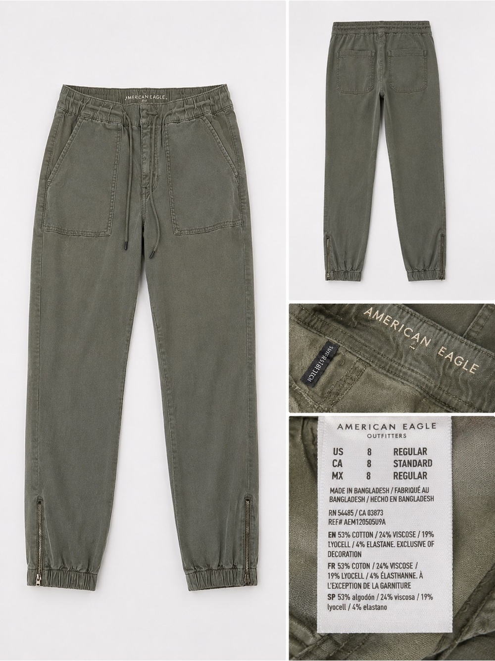 American Eagle Outfitters Men's Olive Green Drawstring Joggers